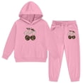 thumbnail image 6 of Girls Valentine's Day Hoodie Set Leopard Print Cherry Pattern Hooded Hoodies Sweatshirt Pants Set Pink 8 Y-9 Y, 6 of 6