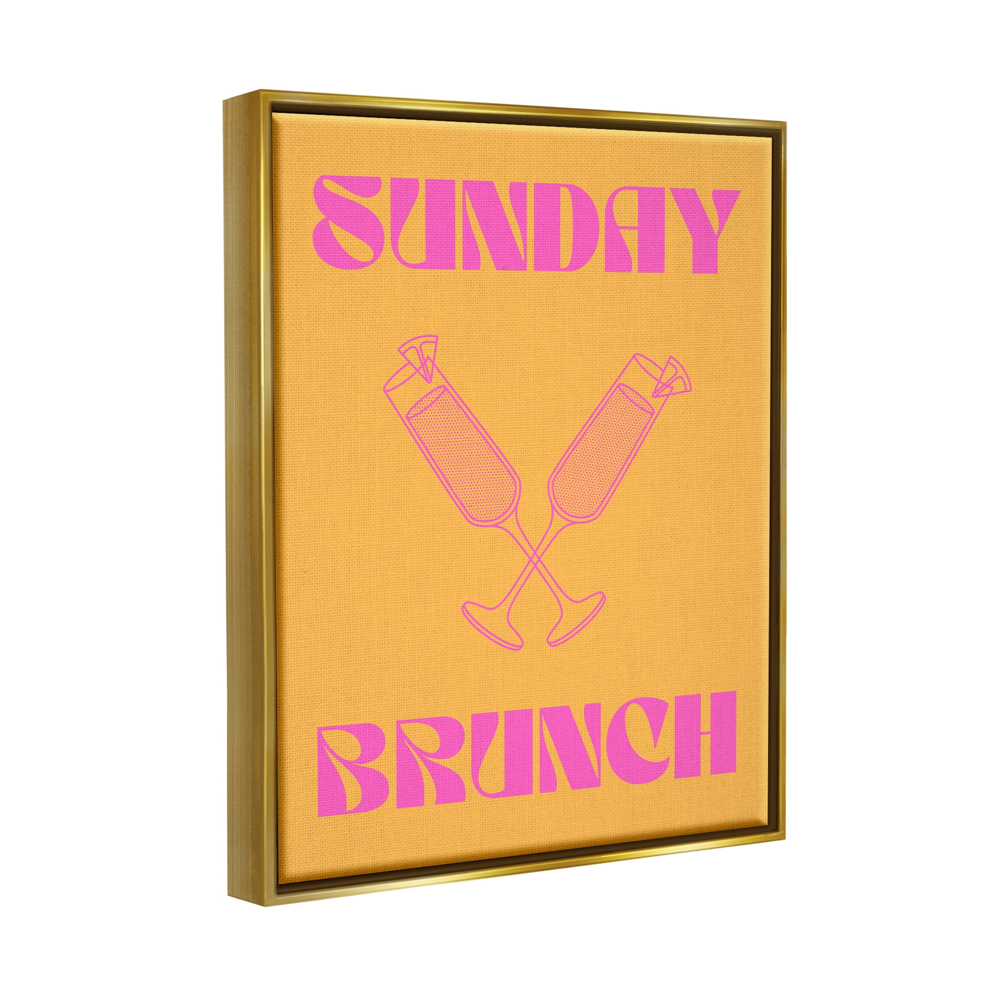 Stupell Industries Sunday Brunch Mimosas Food & Beverage Painting Gold Floater Framed Canvas Art Print Wall Art, 17 x 21