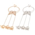 thumbnail image 3 of Finger Ring Bracelet Hollow Butterfly Hand Harness Bracelet Ring Chain Bracelet, 3 of 8
