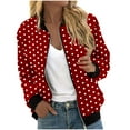 thumbnail image 2 of Women's Jackets Lightweight Casual Polka Dots Printed Pocket Zippered Coat Fashionable and Loose Tops, 2 of 6