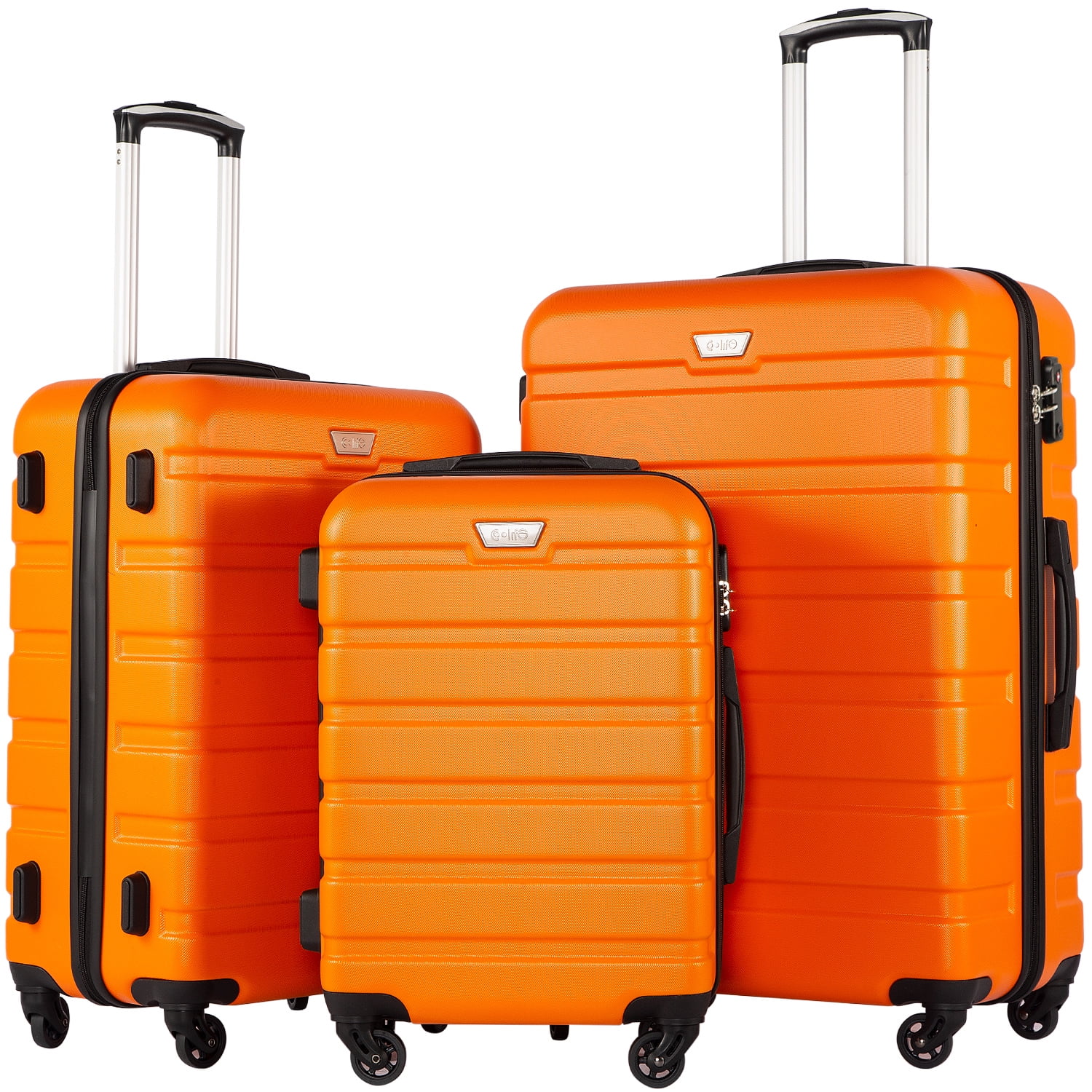 Coolife Luggage 3 Piece Set Suitcase Spinner Hardshell Lightweight TSA Lock 4 Piece Set 