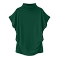 thumbnail image 4 of WCJM Women's Short Sleeve Loose Casual T-Shirt Tee Tops Twist Knotted Women's Short Sleeve T-Shirt Women's Summer Solid Color High Neck Loose Casual Short Sleeved T Shirt Top, 4 of 5