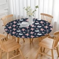 thumbnail image 3 of Dark Blue Ballerina Swan Pattern Round Fitted Tablecloth with Elastic Edge,Dining Table Cover Waterproof,Outdoor Round Tablecloth for Camping,Dining,Indoor and Outdoor, 3 of 7