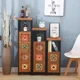 thumbnail image 4 of Gabinete de madera maciza de hierro forjado, gabinete lateral retro para dormitorio, gabinete de almacenamiento pequeño y sencillo pintado, 4 of 4