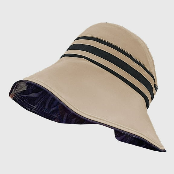 Women's Foldable Wide - Brim Sun Visor Hat -Brown