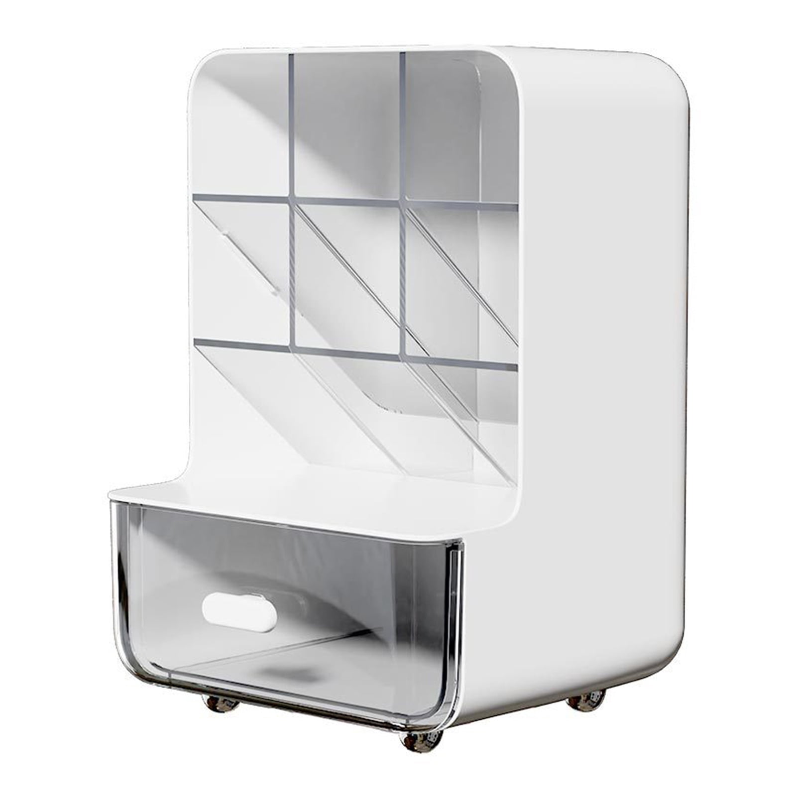 Naierhg Slant Pen Holder Desk Stationery Storage Box with Transparent Drawer Large Capacity Dust-Proof Storage Rack Desk Organizer
