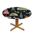 thumbnail image 3 of Orinice Camping Trees Animals Round Table Cover Stain Resistant Washable Indoor Outdoor Tablecloth Kitchen Dining Wedding Parties Outdoor Fitted 100% Polyester Fiber 42-46, 3 of 8