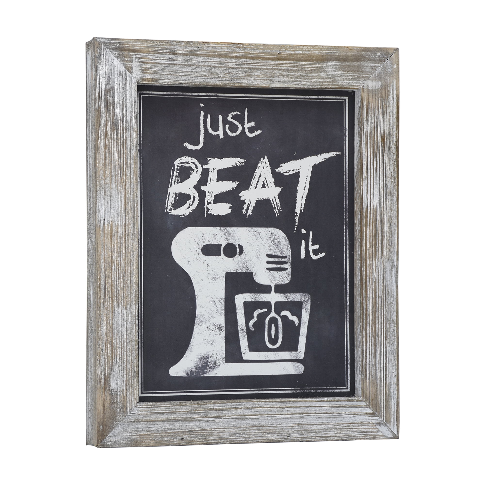 Parisloft Just Beat It Small Farmhouse Wood Framed Wall Kitchen Sign, Black, 10.9'H