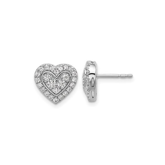 3/4 Carat (Ctw VS2-SI1, G-H) Lab Grown Diamond Heart Earrings in 14K White Gold
