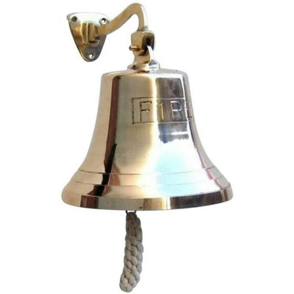 Solid Brass Engraved Bracket Bell "FIRE" - Nautical Decor