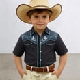 thumbnail image 2 of NAFUU Toddler Boy Shirts Western Cowboy Print Lapel Shirt Short Sleeve Button Down Casual Top For Children Youth Comfort Colors Shirt Sizes 14-15 Years, 2 of 4