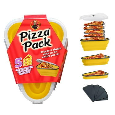Pizza Pack® Reusable BPA-Free Silicone Storage Container with 5 Microwavable Trays, Yellow