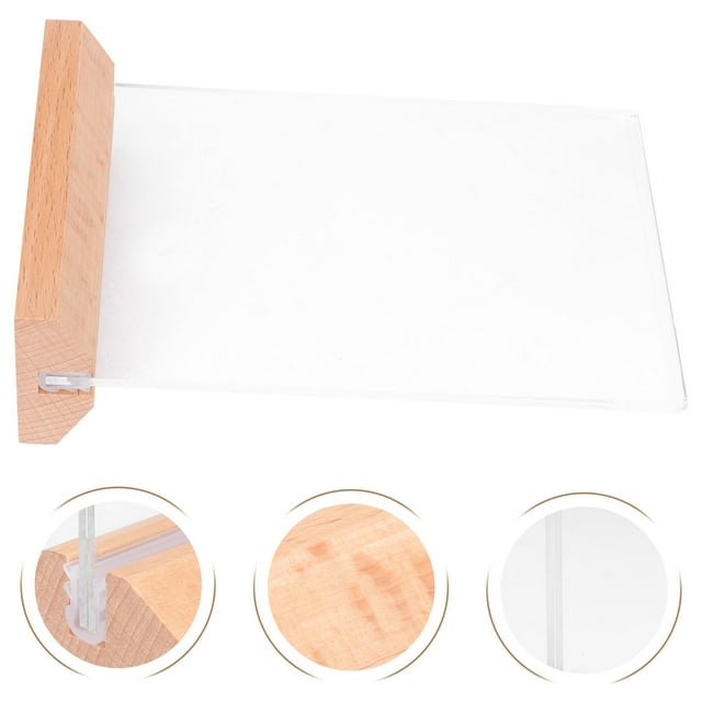 BRIGHTFUFU Freestanding Menu Stand Holder Yellow Acrylic Wooden Simple Design for Restaurants 1Pcs