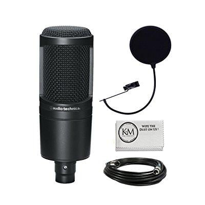 audio technica at2020 condenser studio microphone bundle with pop filter and xlr (Best Shockmount For At2020)