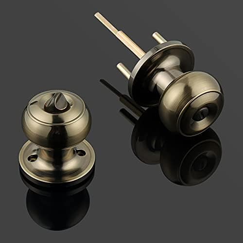 10 Pack Privacy Door Knobs Lock Interior Bedroom Bathroom Door Handle Antique Brass Round Ball Keyless Lockset