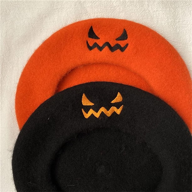 2688 Halloween Pumpkin Beret Vintage Artist Hat Handmade Kawaii Cute Women Halloween Pumpkin Beret Vintage Artist Hat Handmade Kawaii  main image 4