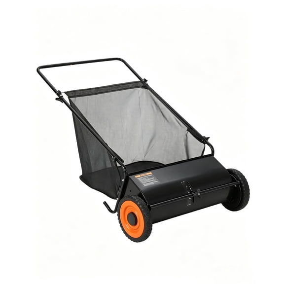 26-Inch Push Lawn Sweeper – Heavy Duty Steel Frame, 7 Cu. Ft. Push mower, 4 Adjustable Spinning Brushes, Efficient Yard & Garden Cleanup for Leaves, Grass Clippings & Debris – Manual Collector