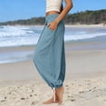 thumbnail image 7 of AnuYalue Womens Baggy Wide Leg Pants Loose Elastic Waisted Harem Beach Palazzo Trousers with Pockets Boho Hippie Pants, 7 of 7