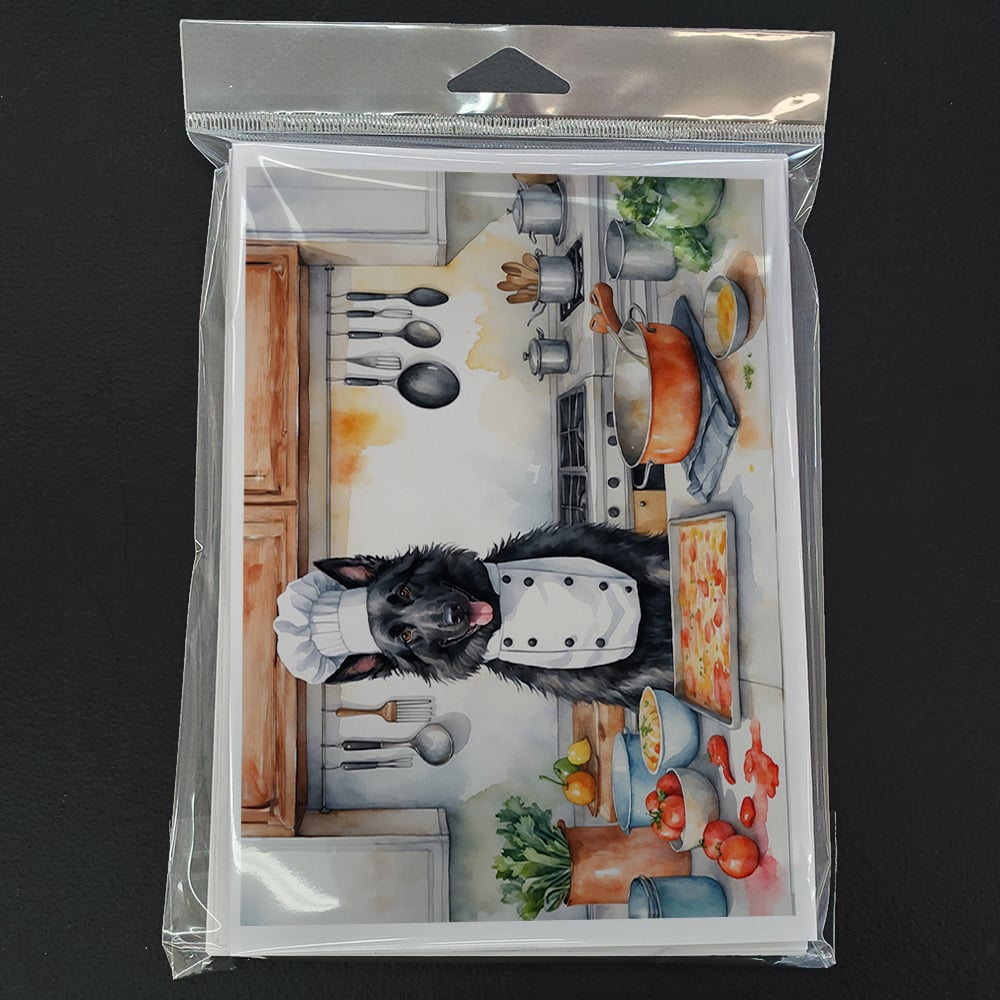 Belgian Sheepdog The Chef Greeting Cards Pack of 8 7 in x 5 in