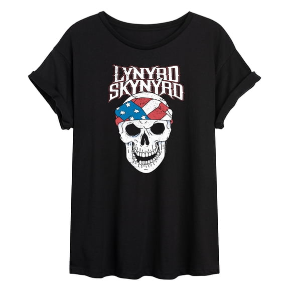 Lynyrd Skynyrd - American Bandana Skull - Juniors Oversized Graphic T-Shirt