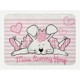 thumbnail image 1 of Girls Bath Mat, Miss Bunny Hoop in Love Romantic Cute Rabbit Valentines Day in Hearts Artwork, Non-Slip Plush Mat Bathroom Kitchen Laundry Room Decor, 29.5 X 17.5 Inches, Pale Pink White, Ambesonne, 1 of 2