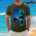 thumbnail image 2 of Men's Short Sleeve Graphic T-Shirt, Hawaiian Tropical Tree Printed Summer Casual Tee AG,M, 2 of 6