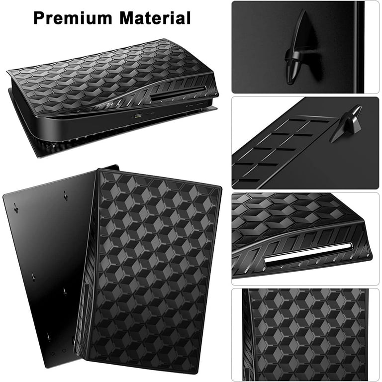 Mooroer PS5 Plates Replacement Accessories for PS5 Console Black PS5 Skin Cover,PS5 Faceplate Shell Case Compatible with PlayStation 5 Console Disc