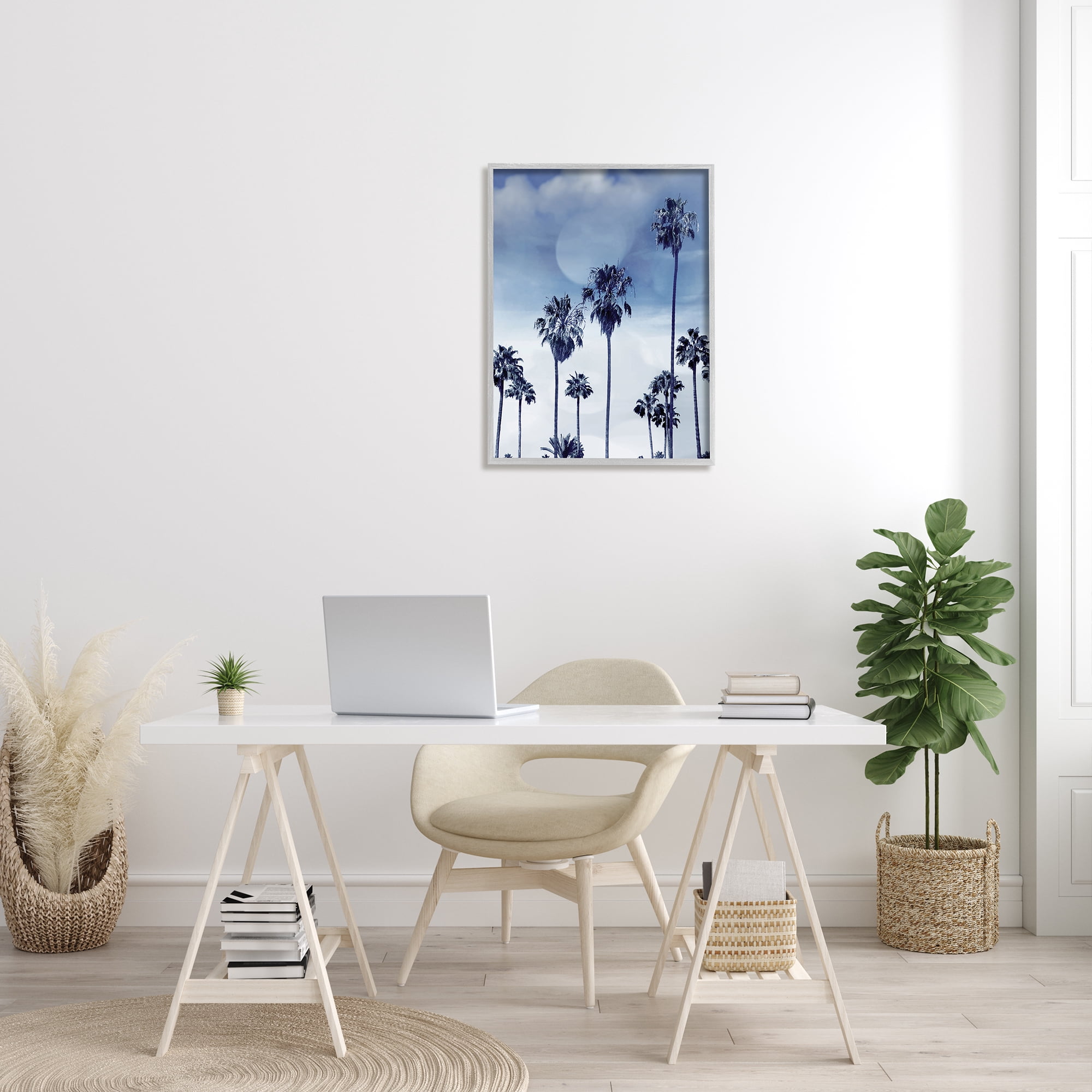 Stupell Industries Tall Tropical Pine Trees Monochromatic Blue Landscape, 24 x 30, Designed by Devon Davis