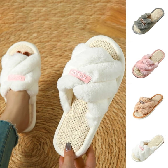 Agkizg Womens Fuzzy Slippers, House Slippers, Multi Size Fuzzy Lined House Slippers Warm Plushes Comfortable Casual Indoor Winter Slippers