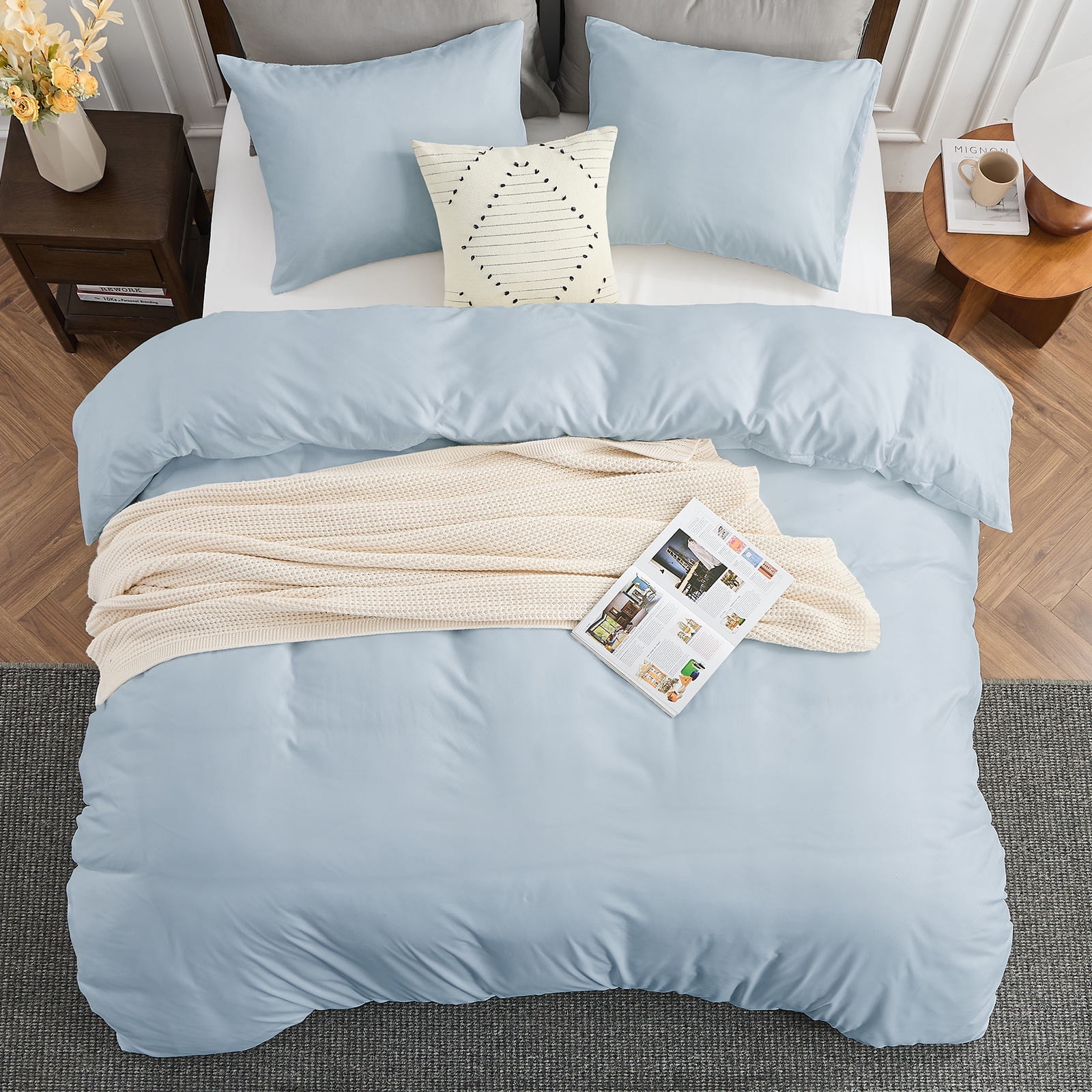 Hitime Luxury King Duvet Cover, Soft & Breathable Microfiber 3 Pieces King Bedding Sets, King Comfy Duvet Cover, with Zipper Closure