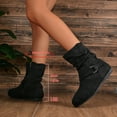 thumbnail image 4 of Viluyesy Womens Slouch Boots, Side Zipper Low Heels Round Toe Fall Winter Western Mid Calf Boots Black US7, 4 of 9