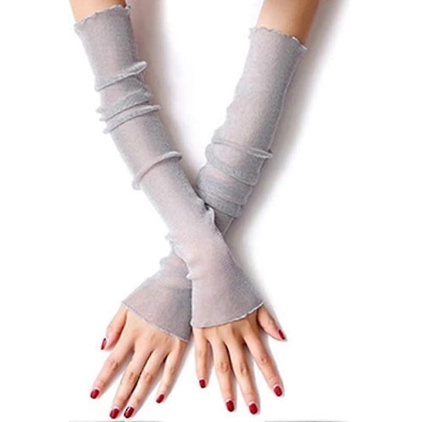 Althee 2 Pair Women's Uv Protection Long Lace Gloves Cooling Or Warmer Arm Sleeves 2 Purposes