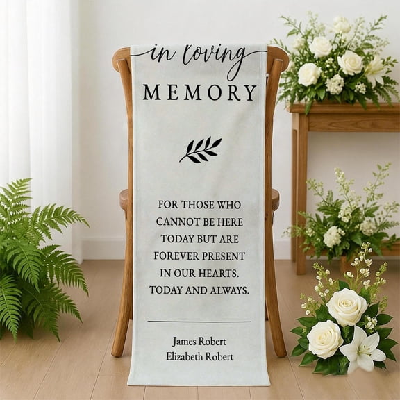 ViciArt Memorial Wedding Sign In Loving Memory Fabric Banner Ceremony Aisle Display Custom Name Text