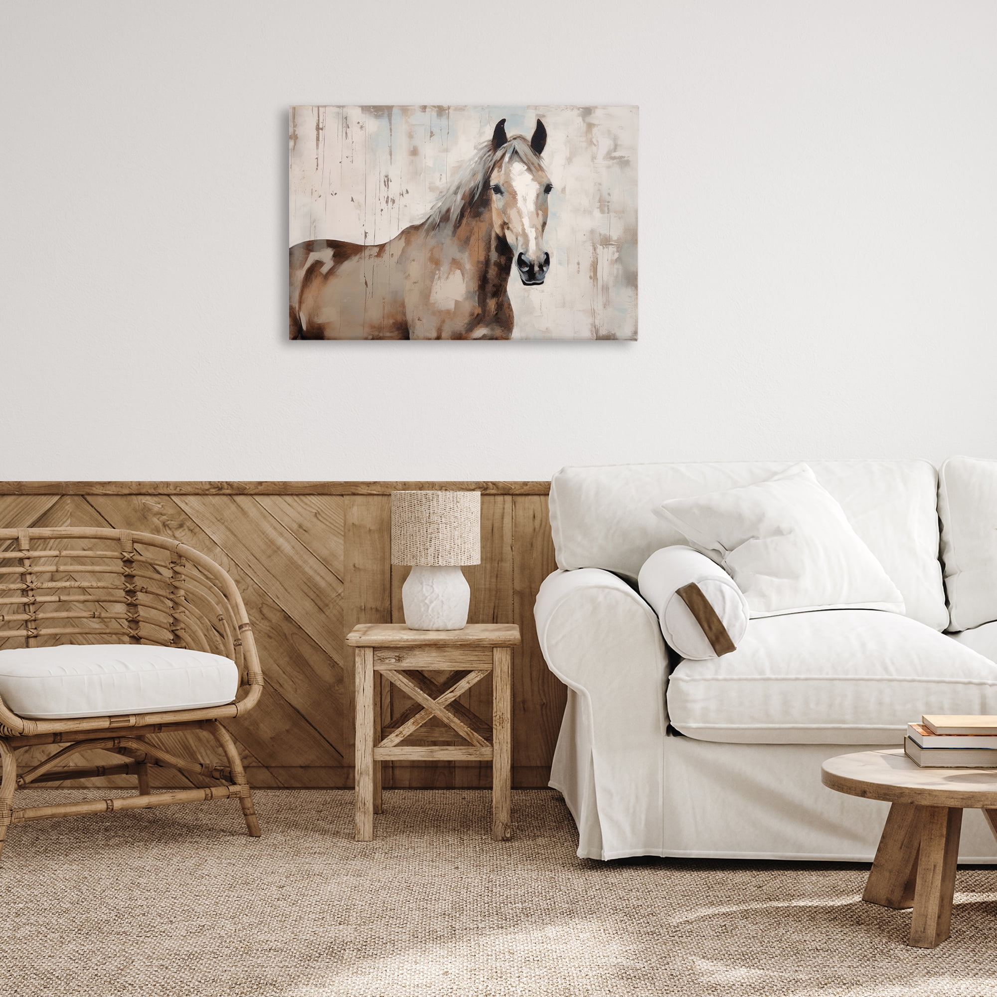 Stupell Industries Rustic Stoic Mare Animals Painting Wrapped Canvas Art Print Wall Art, 30 x 20