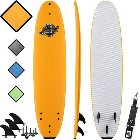 South Bay Board Co. 8' Orange Verve Soft Top Surfboard, Fin &
