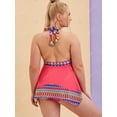 thumbnail image 4 of Talla grande Halter Geo Imprimir Push Up Tankini Swimwear Rosegal Vestidos casuales de talla grande, 4 of 5