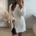 thumbnail image 4 of Sexy Long Sleeve Dress For Women, Homecoming Round Neck Sparkling Sequin Backless Bow Cute Party Dress Women Blazer Bohemian Dress Hippie Clothes Church 2024 Dresses (XL, White) ZMTing, 4 of 5