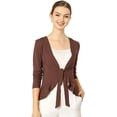 thumbnail image 1 of Women's Tie Front Metallic Ruffled Long Sleeve Open Cardigan, 1 of 6