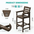 thumbnail image 3 of LOYALICE Balcony Chair Set of 2, Outdoor Adirondack Barstools with Connecting Tray, Coffee, 3 of 9