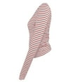 thumbnail image 6 of Tiweut Women Casual Tshirts Off the Shoulder Striped Slim Fit Long Sleeve Square Neck Sexy Lady Tees Pink,S, 6 of 6