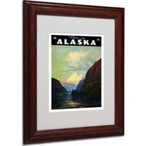 Trademark Fine Art "Trav Alaska" Matted Framed Art by Vintage Apple Collection, Wood Frame