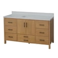 thumbnail image 2 of California 60" Single Bathroom Vanity with Blonde Cabinet and Matte White Top, 2 of 7
