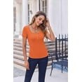 thumbnail image 2 of Zeagoo Shirt Business Casual Tops for Women Short Sleeve Tshirts Shirts Square Neck Slim Basic Baby Tees, 2 of 6