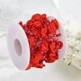 thumbnail image 4 of ZOUSSIQI Rose Beaded Ribbons, 32.8ft/roll Artificial Rose Pearl Wire Beads Fabric Ribbon Beads Chain Ribbon Pearls Flower Trim for Adornment(Red) CA919-27779, 4 of 8