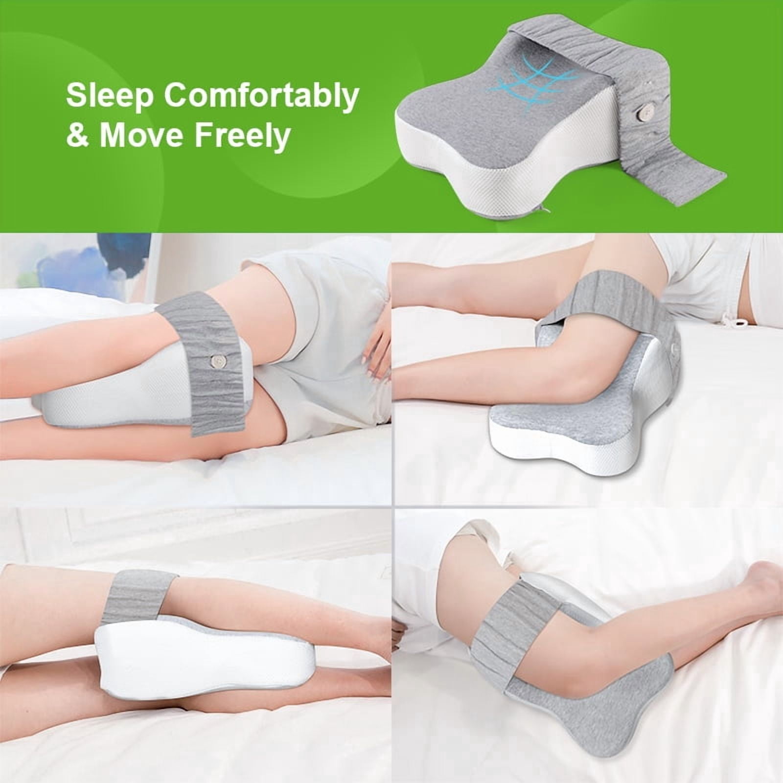 Asunby Knee Pillow for Side Sleeper with Adjustable Straps - Fully Support Thighs and Knees for Sciatica, Back, HIPS, Knees, Joints Pain Relief - Leg Pillow for Side Sleeping