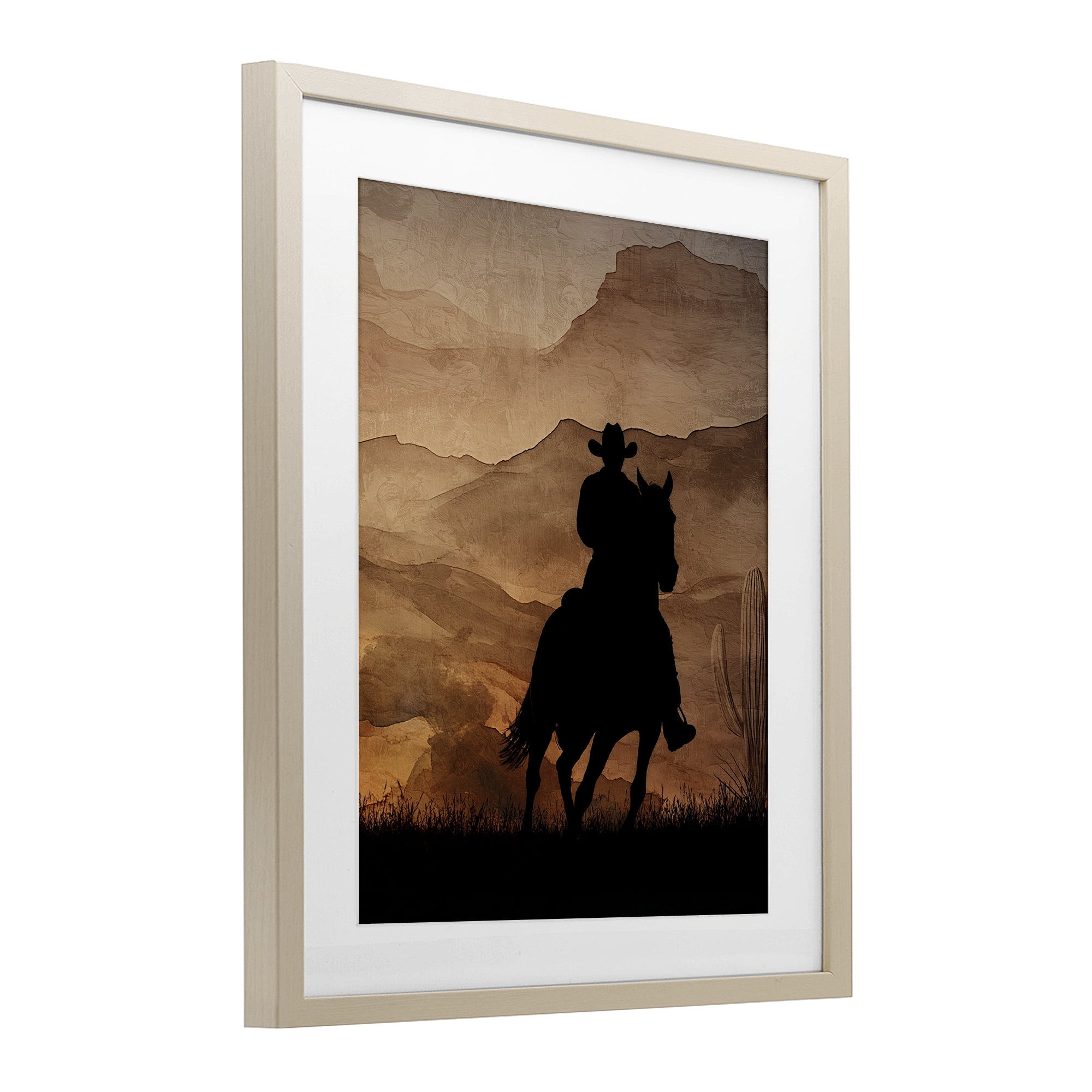 Stupell Industries Cowboy's Sunset Ride Birch Framed Print Under Glass, design by Kim Allen
