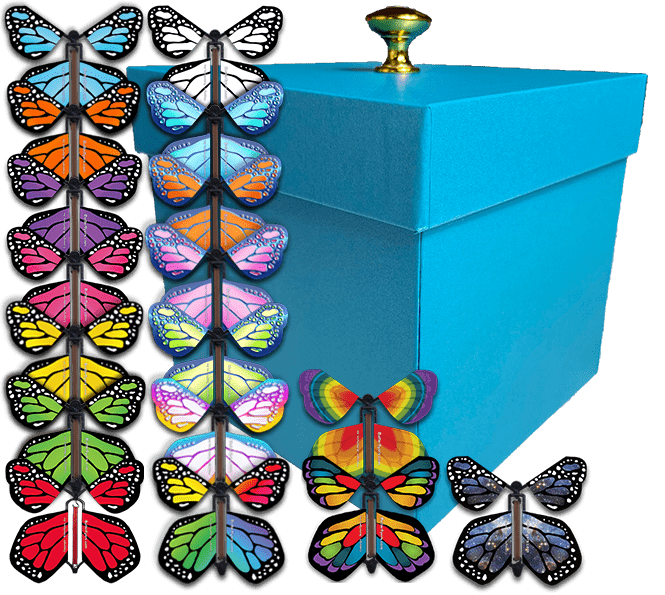 Black Exploding Butterfly Box with Monarch Flying Butterflies Bismuth Monarch Flying Butterfly x 4 BUTTERFLYERS 