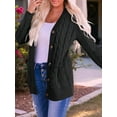 thumbnail image 5 of Women'S 2025 Fall Long Sleeve Cable Knit Sweater Open Front Cardigan Button Loose Outerwear Black 5XL, 5 of 8
