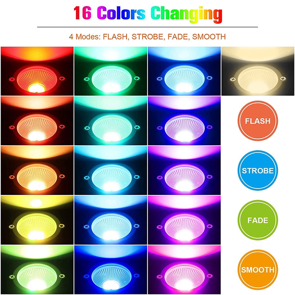 DONGPAI LED Spotlights Outdoor, 16 Color Changing RGB Solar Landscape Path Lights, IP65 Waterproof Outdoor Flood Light with Remote Control for Garden Pathway Yard
