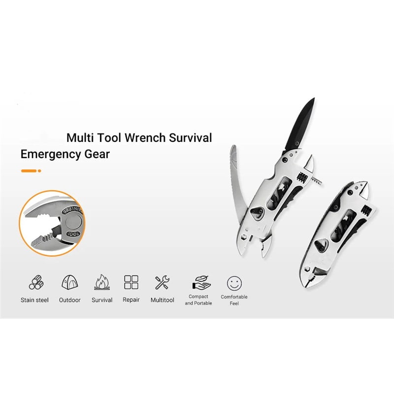 Multitool Wrench With 7 Tools/Pliers/Wire Cutter/Screwdriver with Pocket Clip, Portable Adjustable Pocket Folding Multi Tool Survival Emergency (Closing size 12.2 * 4 * 1.5cm)